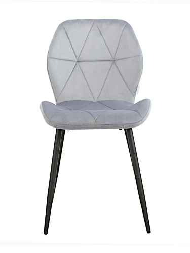 DC826 Стул мягкий, СЕРО-ГОЛУБОЙ#G62-85 велюр, каркас металл черный КРУГЛЫЙ