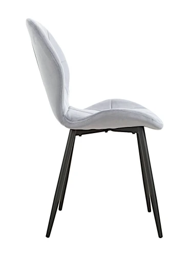 DC826 Стул мягкий, СЕРО-ГОЛУБОЙ#G62-85 велюр, каркас металл черный КРУГЛЫЙ