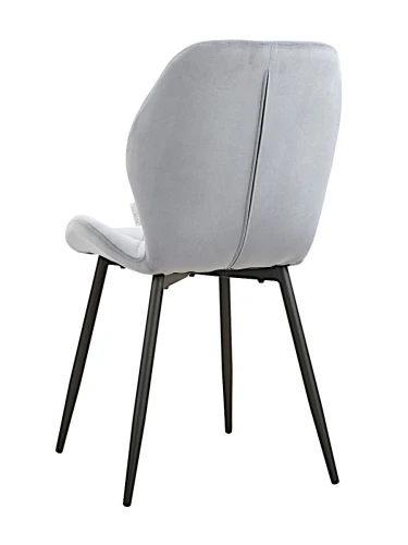 DC826 Стул мягкий, СЕРО-ГОЛУБОЙ#G62-85 велюр, каркас металл черный КРУГЛЫЙ