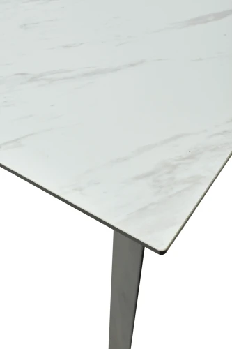 Стол CREMONA 160 KL-99 Белый мрамор матовый, итальянская керамика / черный каркас, ®DISAUR