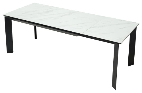 Стол CREMONA 160 KL-99 Белый мрамор матовый, итальянская керамика / черный каркас, ®DISAUR