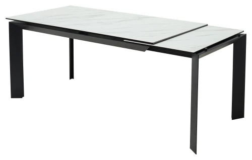 Стол CREMONA 160 KL-99 Белый мрамор матовый, итальянская керамика / черный каркас, ®DISAUR