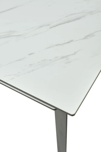 Стол CREMONA 160 KL-99 Белый мрамор матовый, итальянская керамика / черный каркас, ®DISAUR