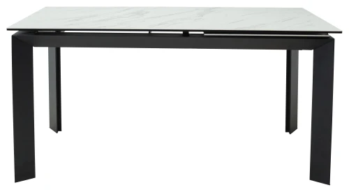 Стол CREMONA 160 KL-99 Белый мрамор матовый, итальянская керамика / черный каркас, ®DISAUR