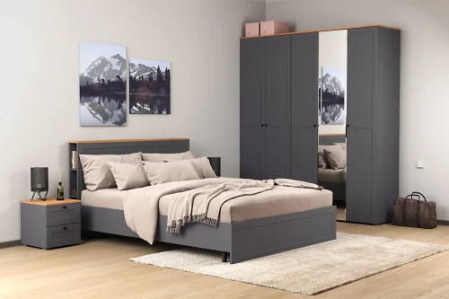 Шкаф для одежды Остин 13.336.02, Серый графит, Дуб золотой