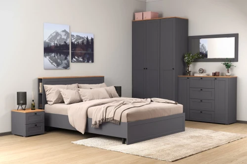 Шкаф для одежды Остин 13.336.02, Серый графит, Дуб золотой