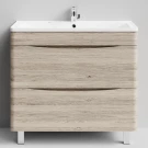 Тумба Адель 90 напольный, Дубослив ореховый светлый ПВХ 3445 Vodok с раковиной в комплекте