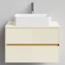 Тумба Аурум 80, пример RAL 1015 Светлая слоновая кость, матовая, 2 ящика, подвесной Vodok с раковиной в комплекте