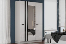 Шкаф трехстворчатый Магнолия, Белый глянец холодный