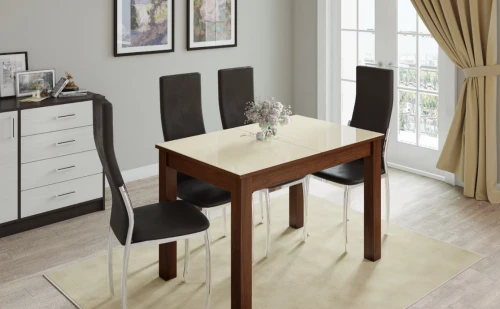 Стол обеденный раскладной Бруно 70, орех/лакобель ваниль