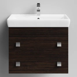 Тумба Квадро 70 подвесной, Палисандр ПВХ 43101 Vodok с раковиной в комплекте