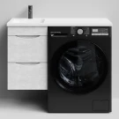 Тумба Смайл 100 подвесной, под стиральную машину, левая, Белый камень ПВХ 57805 Vodok с раковиной в комплекте Тумба Смайл 100 подвесной, под стиральную машину, левая, Белый камень ПВХ 57805 Vodok с раковиной в комплекте