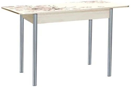 Нью йорк фотопечать стол обеденный раздвижной / кофейные цветы/дуб молочный/металлик