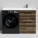 Тумба Смайл 120 напольный, под стиральную машину, правая, Дуб крымский коричневый ПВХ 131005-9005 Vodok с раковиной в комплекте