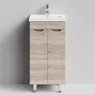 Тумба Смайл 40 напольный, Дубослив ореховый светлый ПВХ 3445 Vodok с раковиной в комплекте