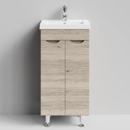 Тумба Смайл 40 напольный, Дубослив ореховый светлый ПВХ 3445 Vodok с раковиной в комплекте