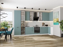 Кухонный гарнитур Флэт-05 Grey-green In 2S-Белый