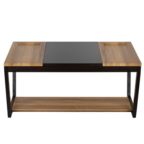 Стол журнальный BeautyStyle 33 дуб вотан/черный/стекло черное