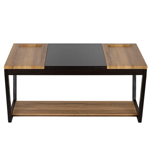 Стол журнальный BeautyStyle 33 дуб вотан/черный/стекло черное