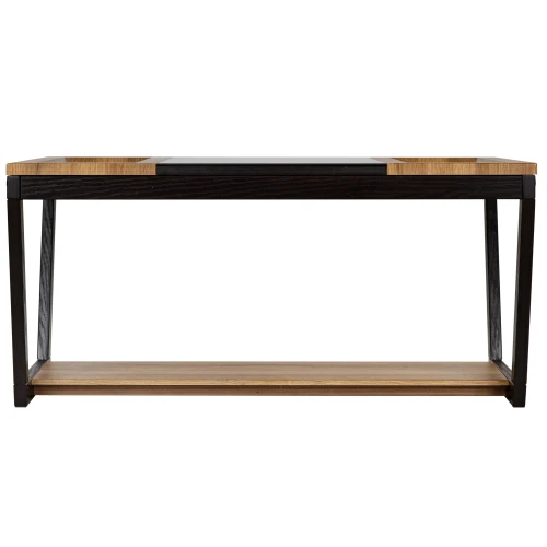 Стол журнальный BeautyStyle 33 дуб вотан/черный/стекло черное