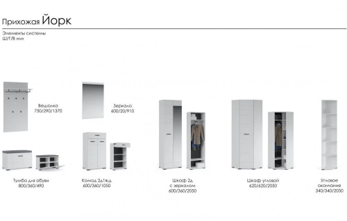 Шкаф «Йорк» 2д, Белый/белый глянец