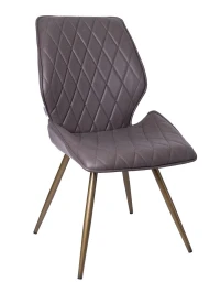 DC231 Стул мягкий поворотный 180, ШОКОЛАД экокожа, каркас металл, бронза КРУГЛЫЙ