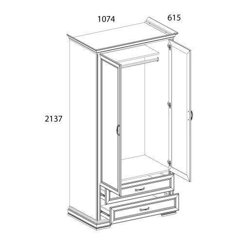 Шкаф 2DG2S, MONAKO, цвет Сосна винтаж/дуб анкона