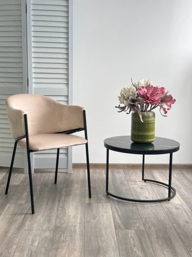 Стул ДИЛЛ, цвет H-06 Бежевый, велюр / черный каркас М-City