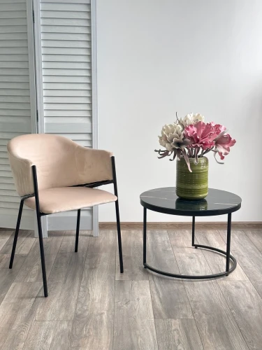 Стул ДИЛЛ, цвет H-06 Бежевый, велюр / черный каркас М-City