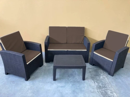 Комплект мебели под искусственный ротанг для отдыха с 2-местным диваном Калифорния «California terrace set» арт.77787/77794/77763П c подушками на спинку