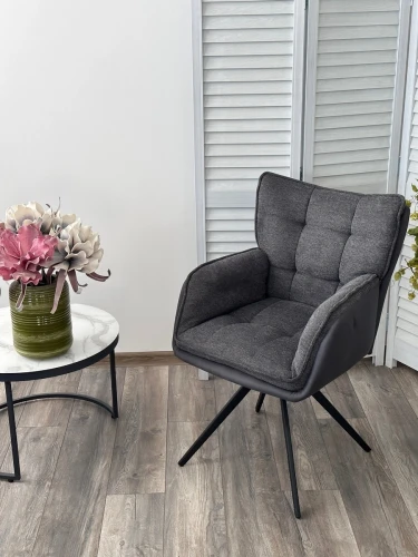 Стул ORTEGA 180 град.поворот. Brego-16 Темно-серый, ткань/ Maison 95 Темно-серый, PU/Черный, ®DISAUR