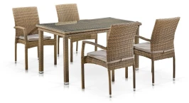 Комплект плетеной мебели T256B/Y379B-W65 Light Brown (4+1)