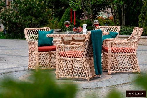 Комплект плетеной  мебели MOKKA VILLA ROSA (4 кресла) + 4 подушки