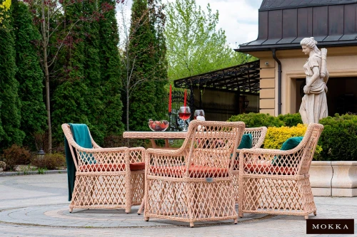 Комплект плетеной  мебели MOKKA VILLA ROSA (4 кресла) + 4 подушки