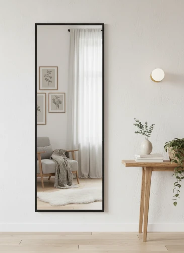 Зеркало настенное в раме Сельетта-5, черный 150 см х 50 см