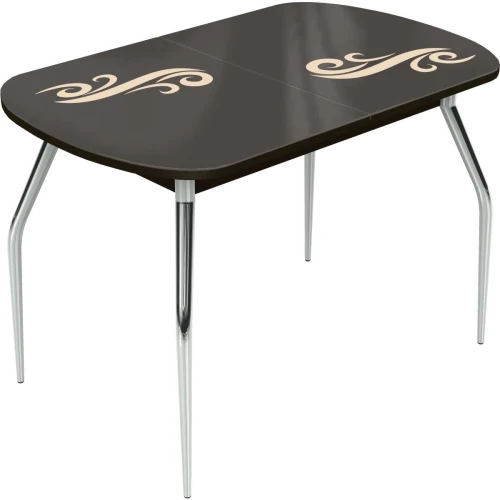 Стол «Ривьера» Смок 120x80 стекло молочный, опоры хром