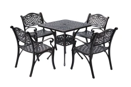 Садовый комплект мебели из литого алюминия стол квадратный Сорренто 78х78 + 4 кресла Лион-3