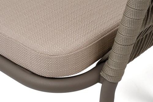 "Бордо" стул плетеный из роупа (колос), каркас алюминий (RAL7022) муар, роуп бежево-серый 15мм