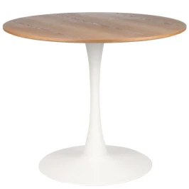 SQT-1 Стол обеденный под дерево D90, столешница МДФ, основание металл белый