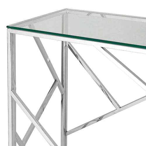 BS-05 Консольный столик стеклянный прозрачный 120*40, основание нержавеющая сталь