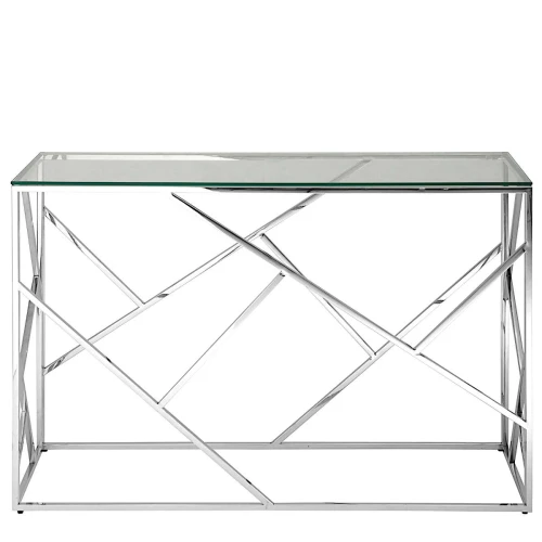 BS-05 Консольный столик стеклянный прозрачный 120*40, основание нержавеющая сталь