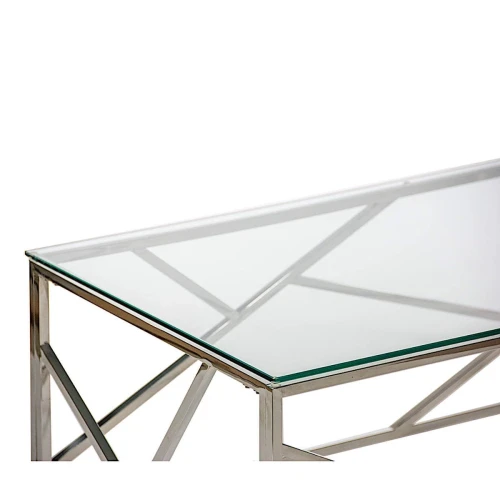 BS-05 Консольный столик стеклянный прозрачный 120*40, основание нержавеющая сталь