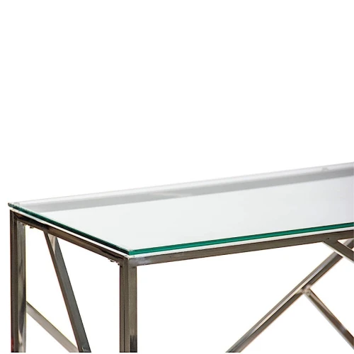 BS-05 Консольный столик стеклянный прозрачный 120*40, основание нержавеющая сталь