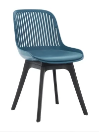 DC270 Стул пластиковый, ТЕМНО-СИНИЙ c подушкой, ноги черные