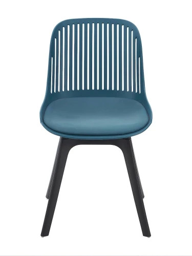 DC270 Стул пластиковый, ТЕМНО-СИНИЙ c подушкой, ноги черные