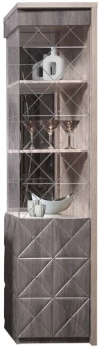 Шкаф с витриной «Монако Л» КМК 0673.6, Сосна натуральная/Дуб шале графит