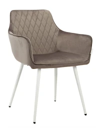 DC835 Стул мягкий с подлокотниками, АНТРАЦИТ#G62-15 велюр, каркас металл белый DC835 Стул мягкий с подлокотниками, АНТРАЦИТ#G62-15 велюр, каркас металл белый