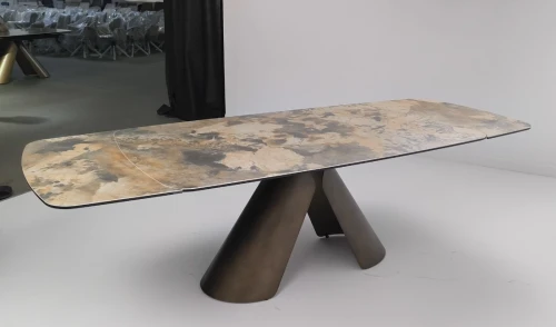 Стол CALDERON 180 TL-137  матовый, испанская керамика / брашированный каркас, цвет медный, ®DISAUR