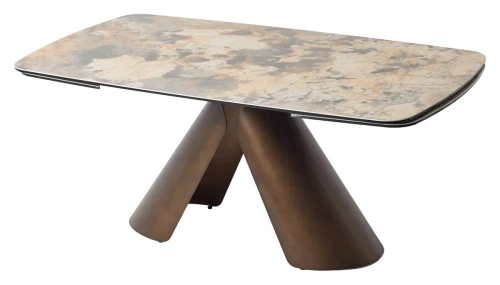 Стол CALDERON 180 TL-137  матовый, испанская керамика / брашированный каркас, цвет медный, ®DISAUR