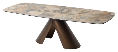 Стол CALDERON 180 TL-137  матовый, испанская керамика / брашированный каркас, цвет медный, ®DISAUR